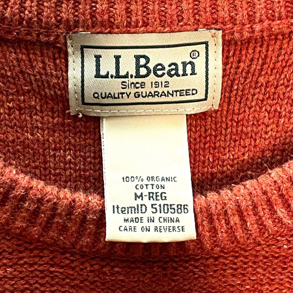 💎LL Bean Mens Heather Rust Raglan Crew Neck Sweater Size Medium Academia - Picture 6 of 7